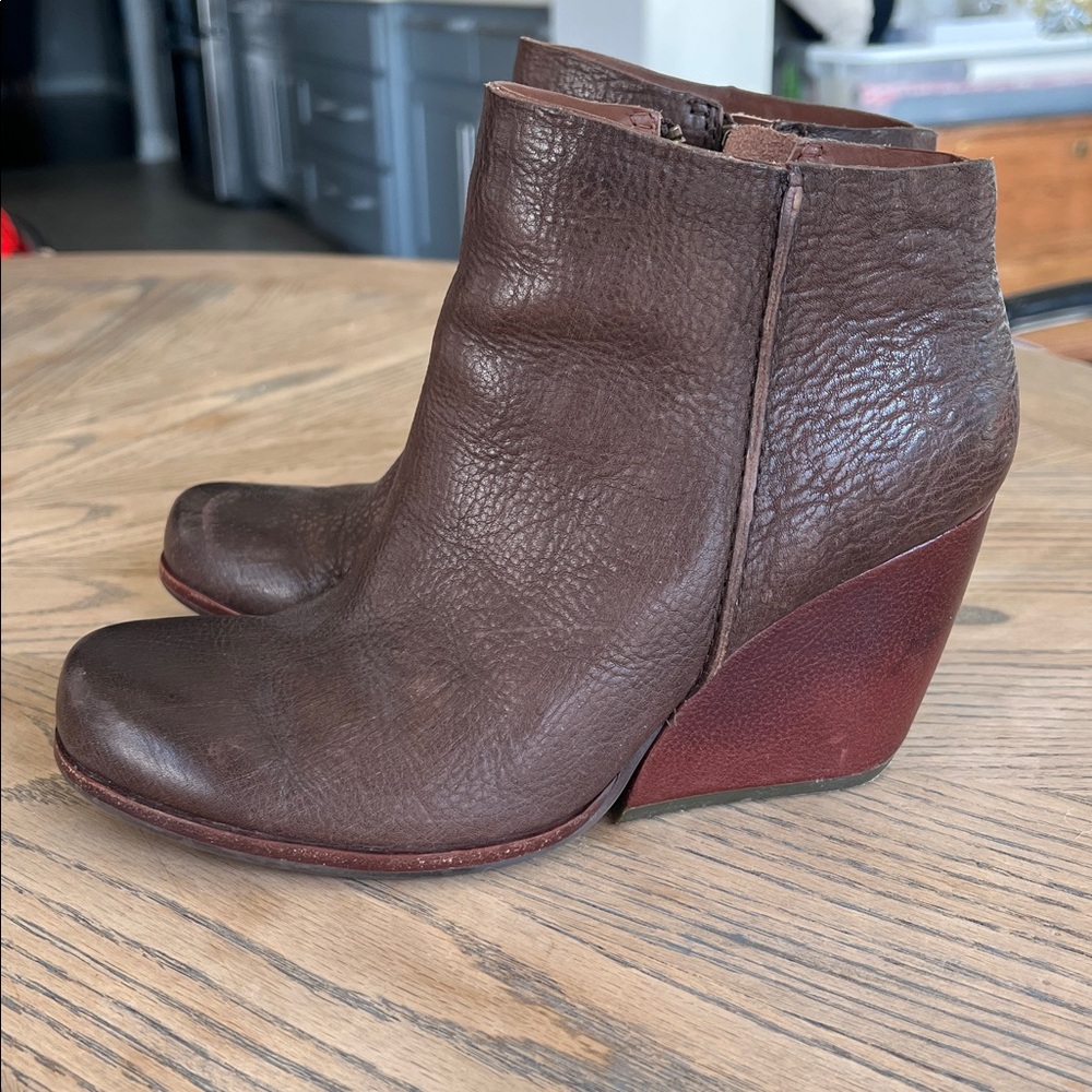 Kork-Ease Natalya Brown Wedge Bootie 7.5